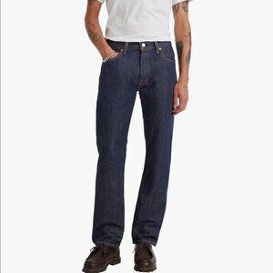 LEVI'S 501 Original Denim Button Closure Straight Leg Dark Blue Wash Jeans W 32"
